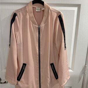 Chico’s Zenergy Light Pink Bomber Jacket with Black Accents Size 1